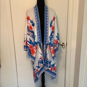 Flying Tomato Womens Boho Floral Lightweight Beachy Open Front Kimono Size S/M